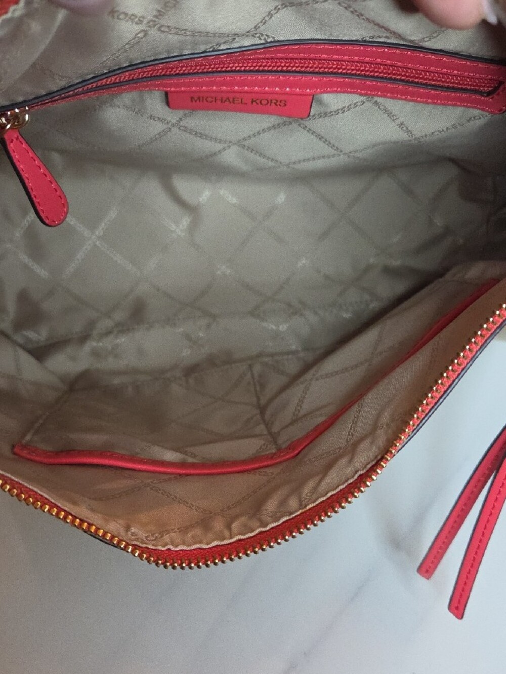 Michael Kors Maeve Large Hobo Bag Im Canvas Coral Pink Leather - Picture 8 of 14
